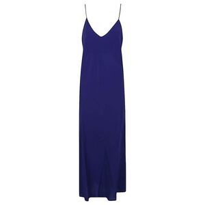 ALBERTO BIANI Satin Midi Slip Dress with V-Neck Women BLUE Dresses